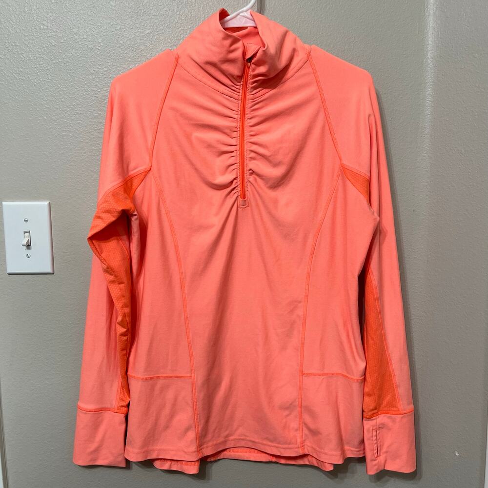 Champion Women’s Activewear Top Sz Large Orange Semi Fitted Zip Pocket